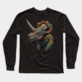 Colorful Horned Dino Too Long Sleeve T-Shirt